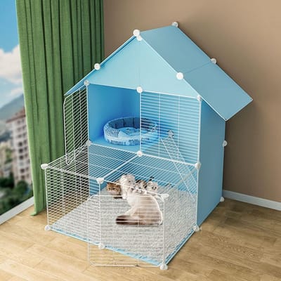 Kattenkooi Binnen - Dierenverblijf Huisdierbox - Kleine Dieren Houden - Met Deur Ontwerp - 75 x 75 x 109 cm