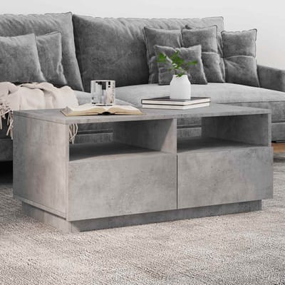 vidaXL - Salontafel - met - LED-verlichting - 90x49x40 - cm - betongrijs