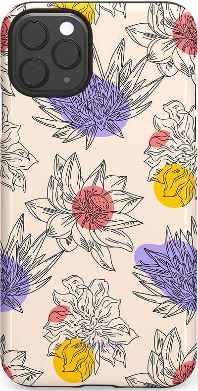 Casetastic Hoesje Geschikt voor Apple iPhone 11 Pro Max - Stijlvolle Beschermende Duo-layer Case - Bloemenschets