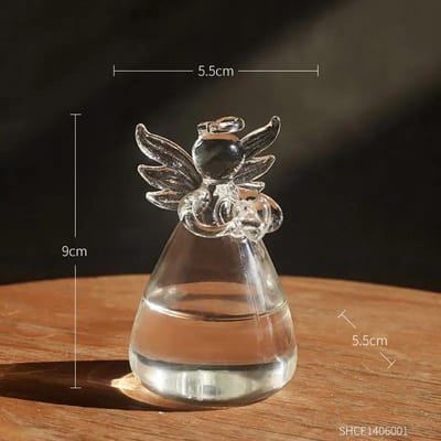 Creatieve Transparante Engel Hydroponische Vaas Woondecoratie Eenvoudige Woonkamer Studietafel Accessoires Bureau Ornament Glazen Bloempot black