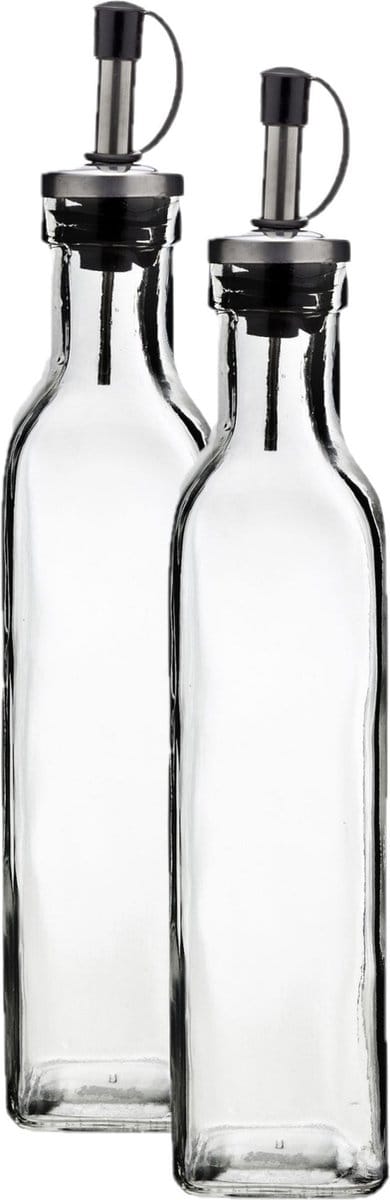 Cosy & Trendy Olie en azijn flessen - 2x - glas - 300 ml - schenktuit - afsluitbare dop