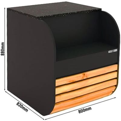 GGM Gastro Kassentisch - 800mm - Holzfront - Schwarzer Granit Zwart / Bruin