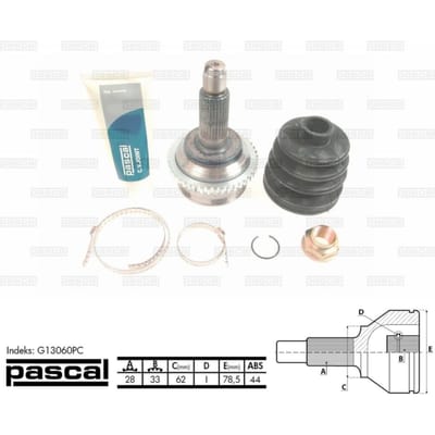 Homokineet reparatie set, aandrijfas PASCAL G13060PC