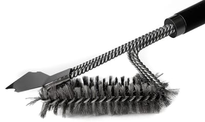 Baulk® - BBQ borstel - BBQ schraper - schoonmaakborstel - Staalborstel - RVS - met bewaarzak - zwart - modern
