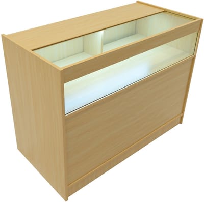 Led winkelbalie b1200 - esdoorn - 120x60x90cm - 3-laags opbergsysteem