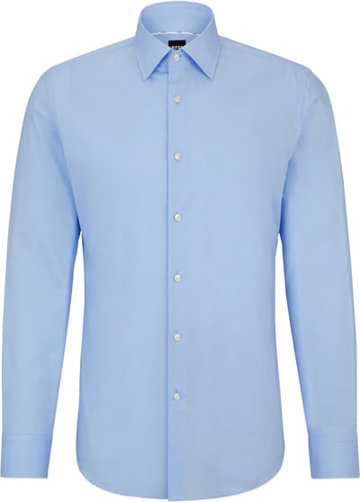 BOSS Hank-s slim fit overhemd - structuur - blauw - Strijkvriendelijk - Boordmaat: 39