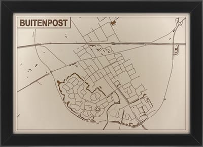 Houten stadskaart van Buitenpost