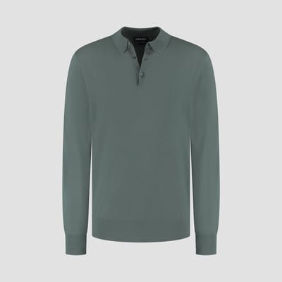 MERSO Polo – Longsleeve Trui – 100% Merino Wol – Fernstone Green