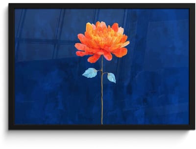 Poster in lijst - Fotolijst 60x40 cm - Posters - Bloem - Oranje - Bladeren - Posterlijst zwart - Decoratie - Wanddecoratie woonkamer - Muurdecoratie slaapkamer