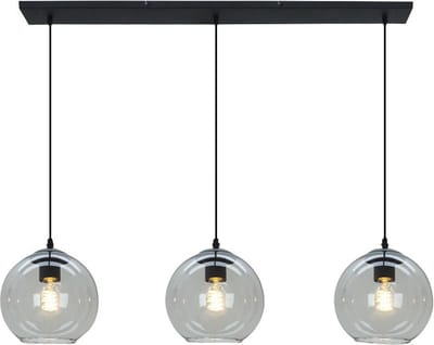 Olucia - GIADA - Hanglamp - Grijs / Zwart - 3L - Vorm: Rechthoek