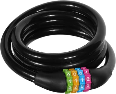 Famanu - Cijferslot voor kinderfiets, cijfercombinatie, 120 cm, fietsslot, cijferslot, anti-diefstal, kabelslot, code combinatie, 4-cijferige cijfercode, veilige diefstalbeveiliging, fietsslot (zwart)