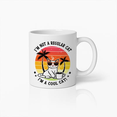 Coole Kat Koffiemok met Zonnebril en Palmbomen – Grappig Cadeau voor Kattenliefhebbers Keramische Beker