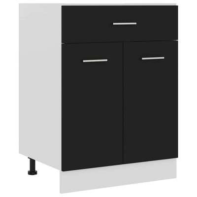 vidaXL - Onderkast - met - lade - Lyon - 60x46x81,5 - cm - bewerkt - hout - zwart