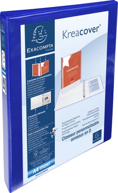 Exacompta 10x Kreacover Ringband in PP met 4 D-ringen van 15mm - A4 maxi - Blauw - 51840BE