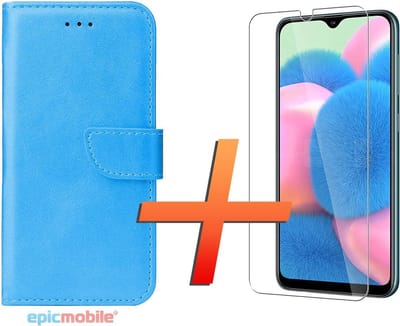 Hoesje geschikt voor Samsung Galaxy S21 FE Hoesje - Bookstyle Portemonnee - Blauw - 1x Tempered Glass Screenprotector - Epicmobile