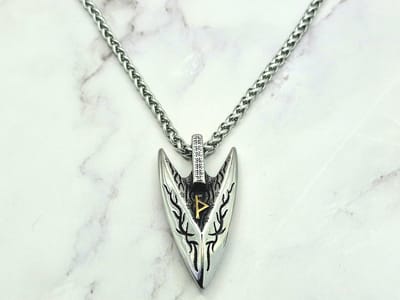 Mei's - Viking Runic Guardian - ketting heren - runen - RVS zilver/goud - 50 cm