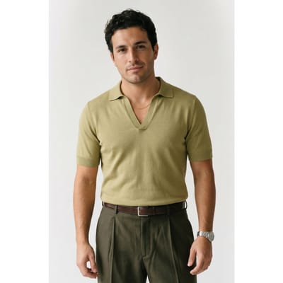 Brooks Brothers Silk Blend Knit Polo With Johnny Collar Mint Size: XS | Polo Shirts Outlet | Dames | Groen