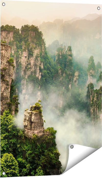 Gards Tuinposter Zhangjiajie Klif Bergen in China - 60x90 cm - Tuindoek - Tuindecoratie - Wanddecoratie buiten - Tuinschilderij