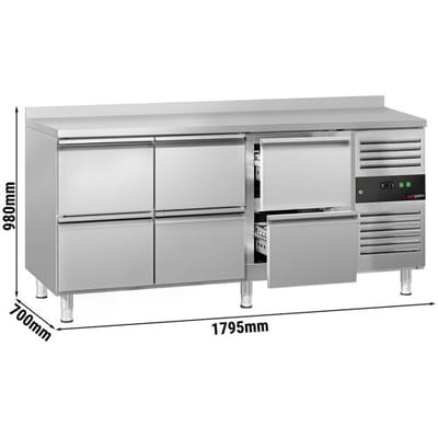 GGM Gastro Kühltisch ECO - 1795x700mm - mit 6 Schubladen - mit Aufkantung