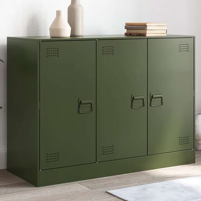 vidaXL - Dressoir - 99x39x73 - cm - staal - olijfgroen