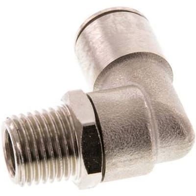 10mm x R1/4'' 90 graden L-verbinding Messing Insteekfitting Buitendraad Draaibaar FKM