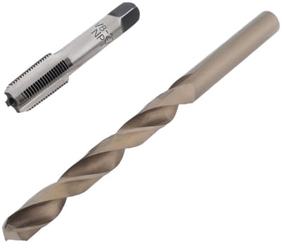 Dailygoods- Schroefdraadboorset 1/8-27 NPT - HSS Boor - 8,3 mm Diameter - 54,5 mm Lengte - Slijtvast - Voor Metaal/PVC/Hout - Boorset