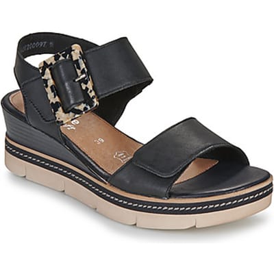 Remonte Leren Dames Sandalen Sleehak - Zwart - 38
