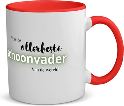 Akyol - voor de allerbeste schoonvader van de wereld koffiemok - theemok - rood - Papa - de beste schoonvader - vader cadeautjes - vaderdag - verjaardagscadeau - verjaardag - cadeau - geschenk - kado - gift - vader artikelen - 350 ML inhoud