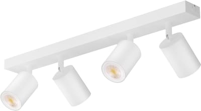 Glitzerlife Led-plafondspot, 4 lichtpunten, wit, plafondlamp, GU10, moderne metalen spot, draaibaar 350 graden, plafondspot voor woonkamer, slaapkamer, keuken, hal