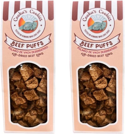Cooka Cookie's- 100% natuurlijke hondensnacks - gedroogde runder longen - 2-PACK 140 g