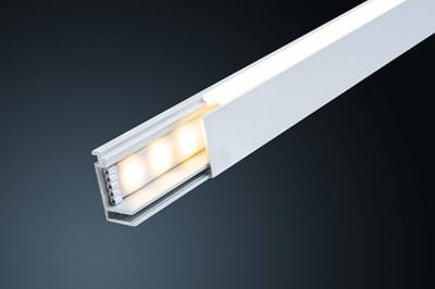 Paulmann 78406 LumiTiles LED-strip opbouwprofiel met diffuser 1 m geanodiseerd aluminium, satijnen afwerking spatwaterdicht aluminium badkamerverlichting