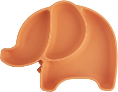 Kinderbord Silicone Split Oranje Olifant 23,5x19x3,5 cm - Kinderservies - Baby - Bord