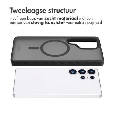 Accezz Hoesje - Geschikt voor Samsung Galaxy S25 Ultra - Frosted Backcover met Magnetische Ring - Zwart