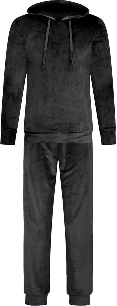 Dames Velours Fluweel Huispak Met Capuchon - Loungeset - Joggingpak - Trainingspak - Loungewear Dames - Zwart - Maat S - 2602