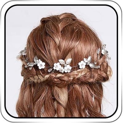 Prinses Bloem Kristal en Parel Hoofdband Bruids Accessoire Zilver Kleur