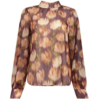 Geisha Blouse Blouse Met Opstaande Hals En Kleurrijke Print 63636 20 Cassis/orange Dames Maat - S