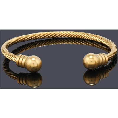 Bracelet Manchette Homme Corde Acier Inoxydable Bijoux Femme Cadeau Saint-Valentin doré