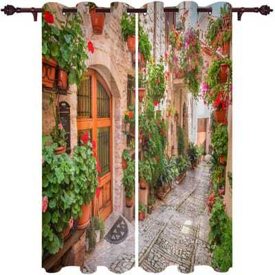 Buitengordijnen Tuin Balkon Uitzicht Woonkamer Keukengordijn Drapage Voor Patio Tuin Prieel Tuin Valgordijnen 100W130H(CM)40x51in&Hook