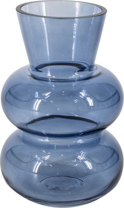 HomeBound by KY | Glazen vaas blauw | 13x13x20cm | bloemenvaas blauw