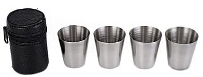 JHUBERS- Shotglas Set van 4 - Roestvrij Staal - 30ML - Duurzaam - Lichtgewicht - Ideaal voor Thuis/Bars - Borrelglas