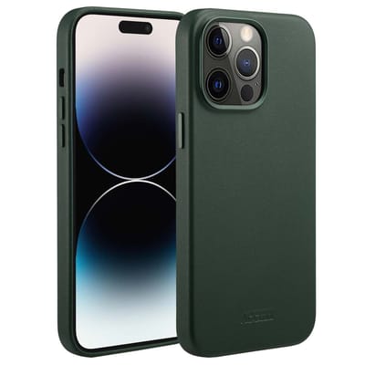 Accezz Hoesje - Geschikt voor iPhone 14 Pro Max - geschikt voor MagSafe Leather Backcover - Cedar Green