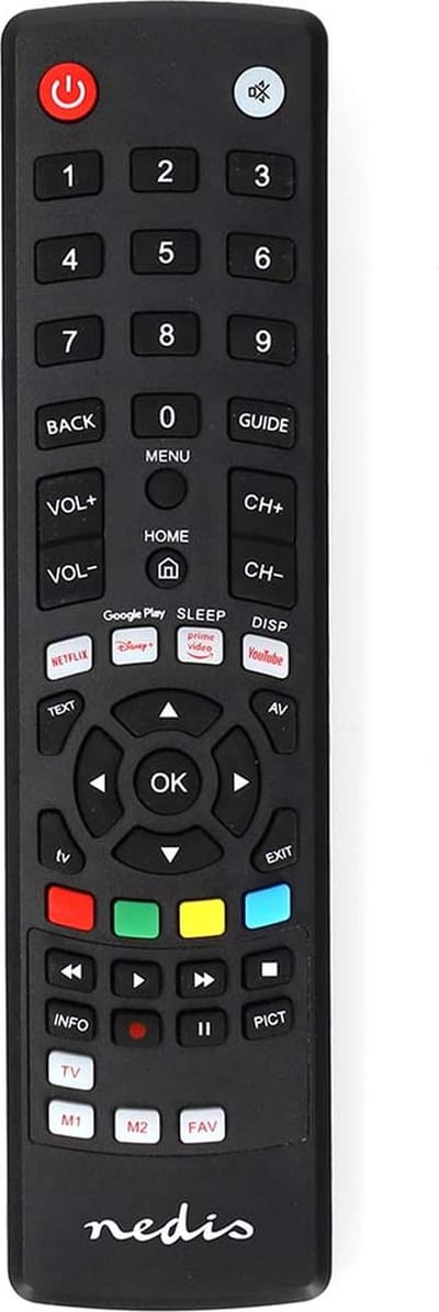 Nedis Universele Afstandsbediening - Voorgeprogrammeerd - 1 Apparaat - Amazon Prime / Disney + Button / Google Play Knop / Netflix Knop / Youtube Knop - Infrarood - Zwart