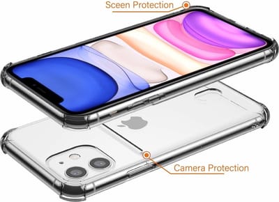 ShieldCase hoesje geschikt voor iPhone 11 - Shock case met pashouder - Ruimte voor pasjes - Extra stevige hoeken - Transparant