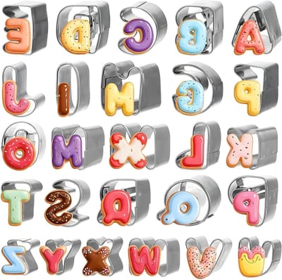 26 Stuks Koekjesuitsteekvormen Letters en Cijfers - RVS Mallen voor Fondant en Taartdecoratie, Perfect voor Bakken en Creatieve Koekjes
