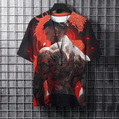 T-shirt Homme Imprimé 3D Unisexe Manches Courtes T-shirt Vêtements Tatouage Chemise Streetwear Oversize Cosplay Haut Homme T-shirts 6XL