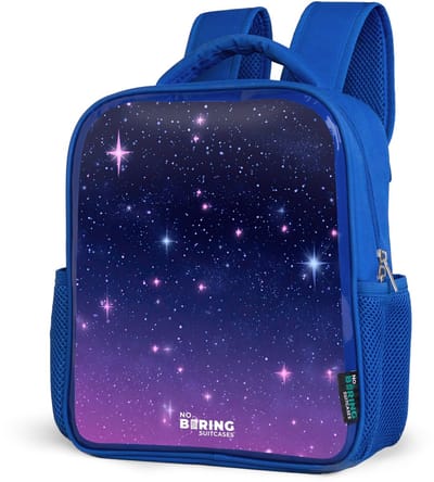 NoBoringSuitcases.com® - Rugzak blauw - Schooltas jongens - Sterren - Galaxy - Blauw - Roze - Kinder rugtas jongen - Boekentas kind - Kinderrugzak voor school - Schoolrugzak