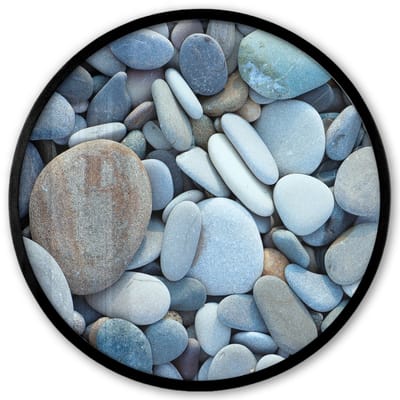 Poster in lijst Rond - Fotolijst 40x40 cm - Posters - Zen stenen - Natuur - Strand - Ronde posterlijst zwart - Decoratie - Wanddecoratie woonkamer - Muurdecoratie slaapkamer