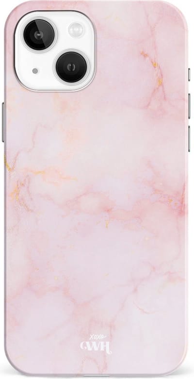 xoxo Wildhearts Marble Dusty Pink - Single Layer - Hardcase hoesje geschikt voor iPhone 14 Plus hoesje roze - Roze shockproof case geschikt voor Apple iPhone 14 Plus hoesje marmer - Roze