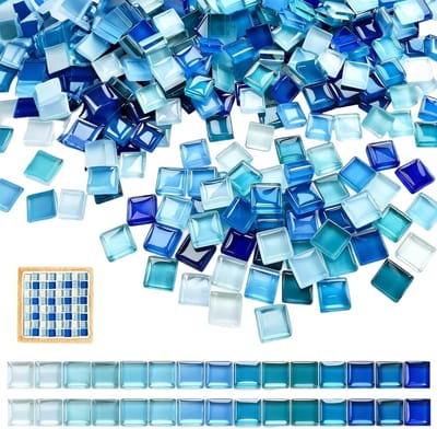 Mozaïekstenen - Blauwe Gemengde Kleur - 1 x 1 x 4 mm - Glazen Mozaïektegels voor Doe-het-zelf Kunstprojecten