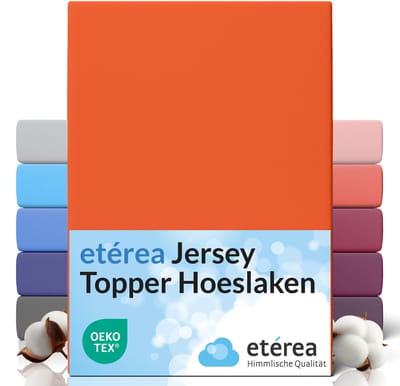 etérea Topper Jersey Hoeslaken 90x200 - 100x200 cm Oekotex Made in Green - 100% katoen - Oranje
